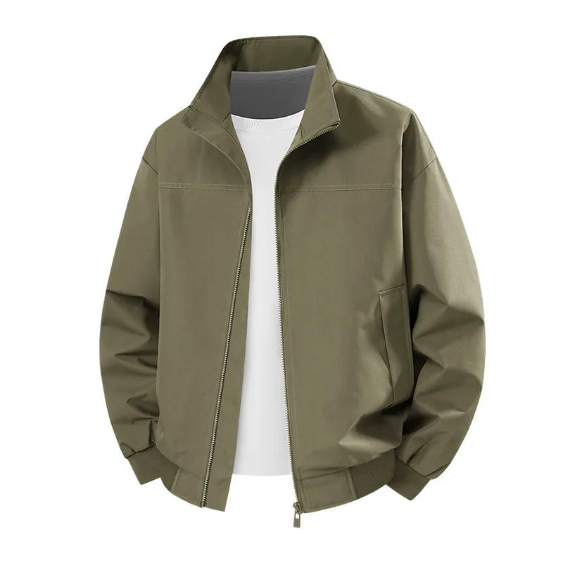 Men's Spring Autumn Vintage Jackets Stand Collar Loose Windproof Outerwear Coats Men Moto Biker Jacket