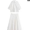 European Style Womens Shirt And Mini Skirt Set With Cotton And Polyester For Casual Streetwear
