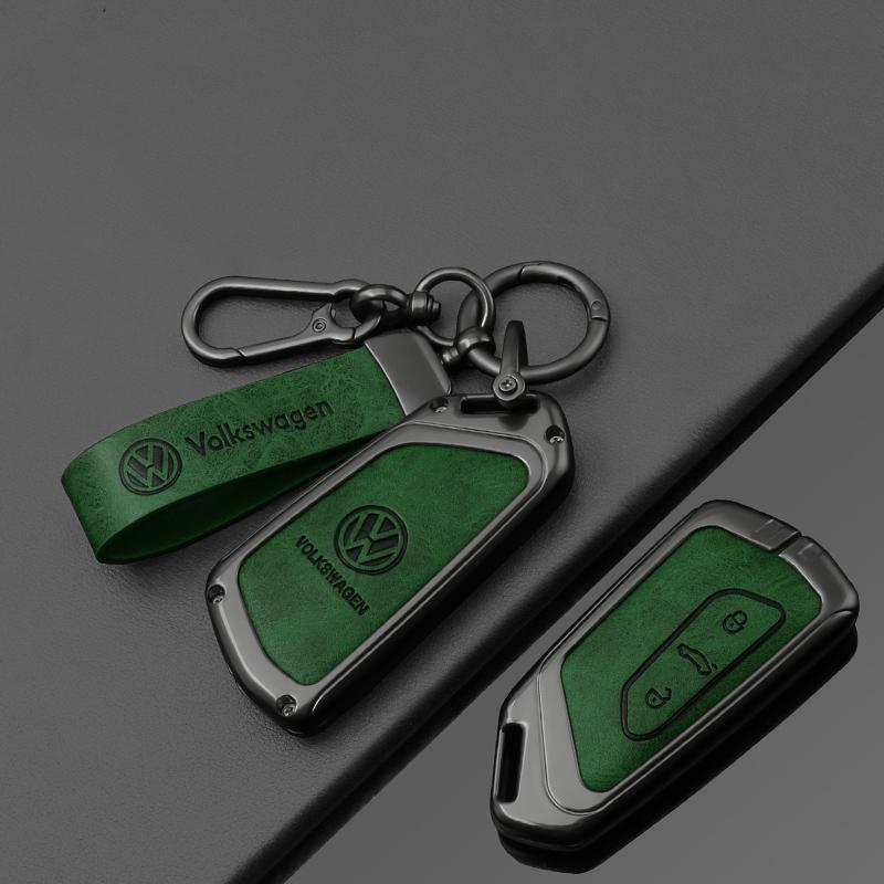 T25Fashion New Double-sided Leather Car Key Case Cover Shell Protection Auto Styling Accessories For VW Volkswagen Golf 8 MK8 Leon