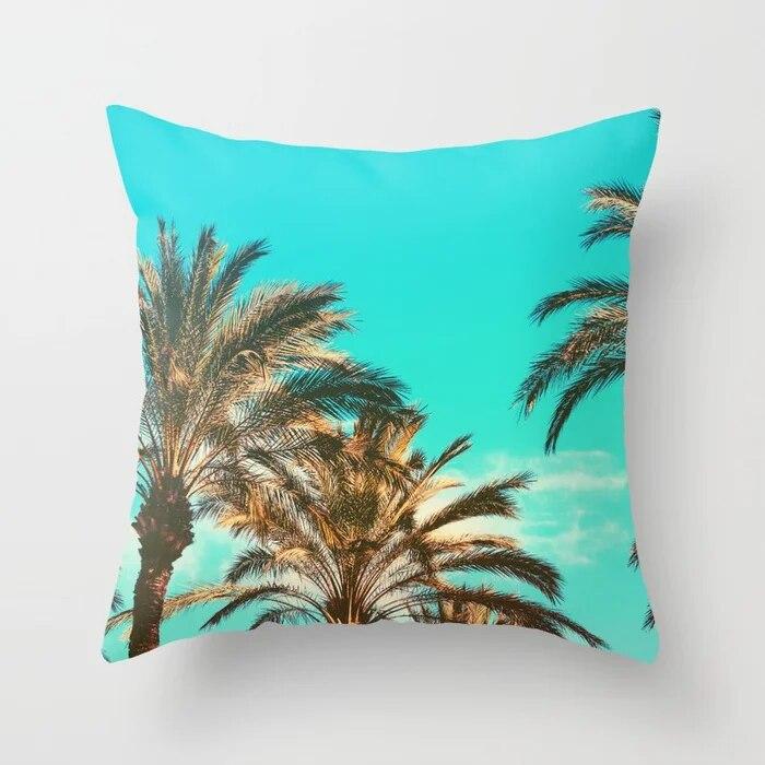 Summer Vacation Cushion Cover Pink Beach Wave Mountain Sofa Pillowcase Bedroom Home Car Office Accessories