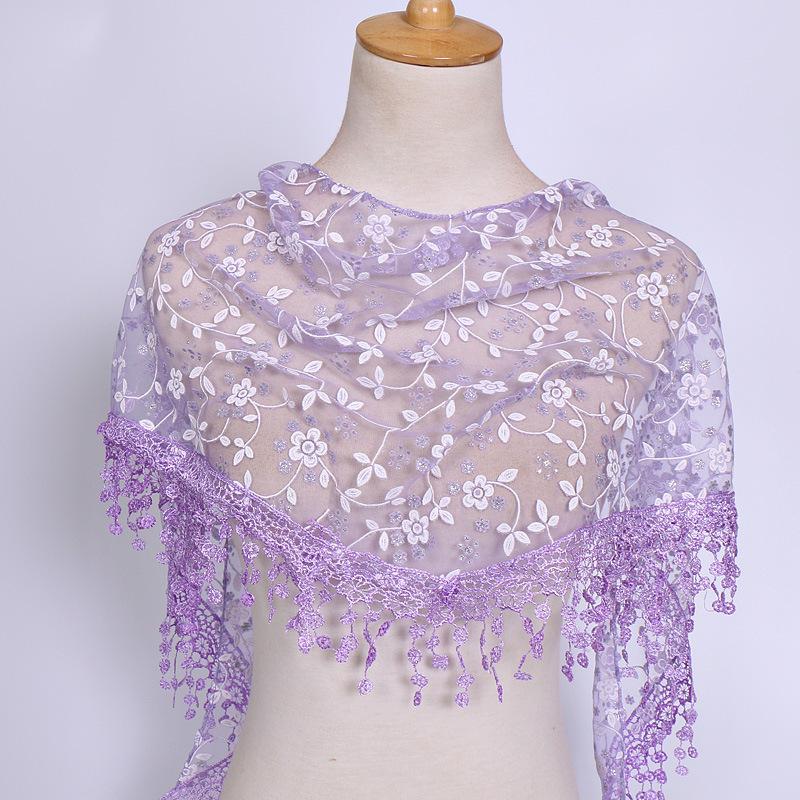 Sciarpa a scialle triangolare con stampa floreale, moda donna per primavera e autunno