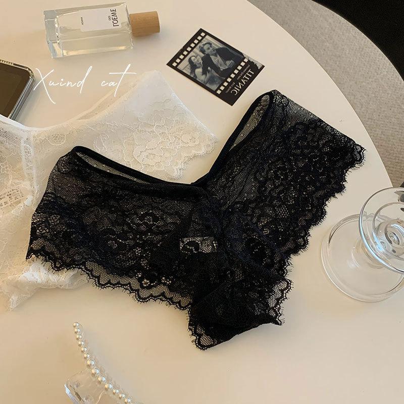 Ladies Seductive Lace Sexy Low Waist Cross Pure Desire Safety Pants Panties