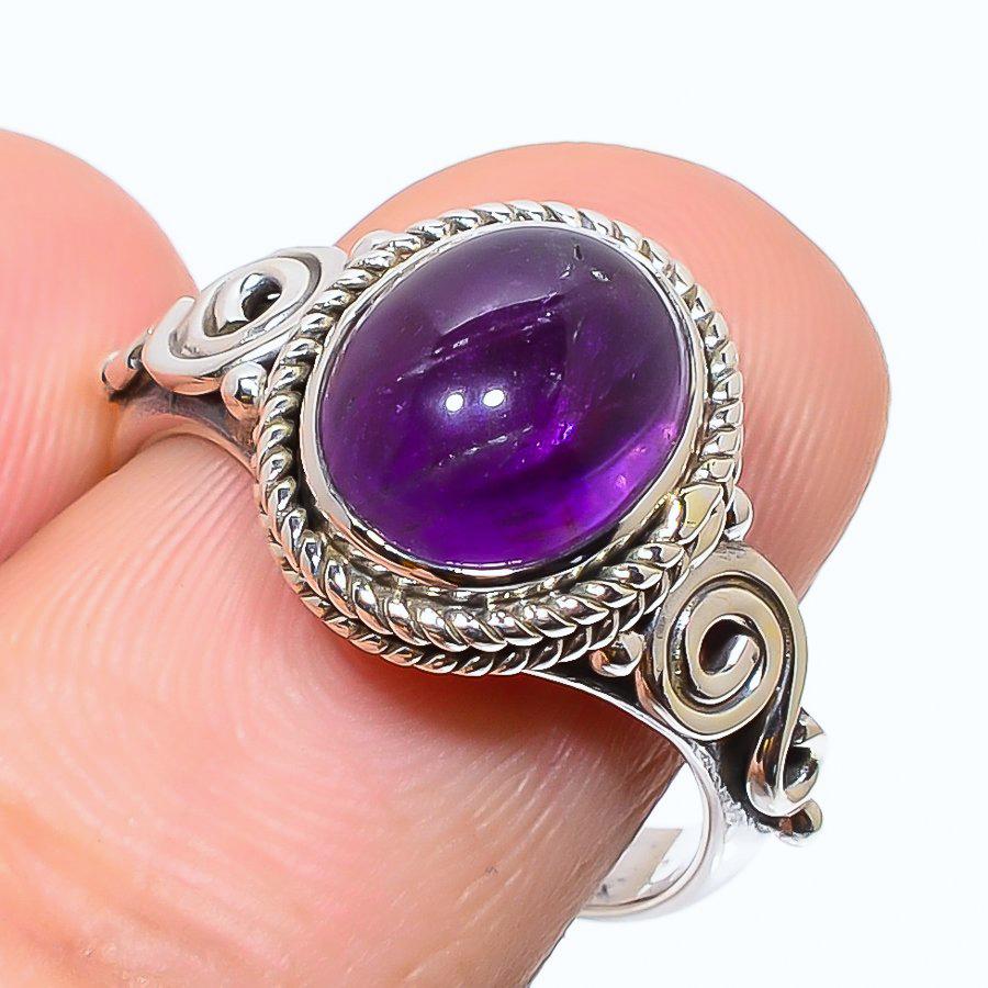 

Подарочное кольцо из чистого серебра 925 пробы с натуральным африканским аметистом S.8 W1V00