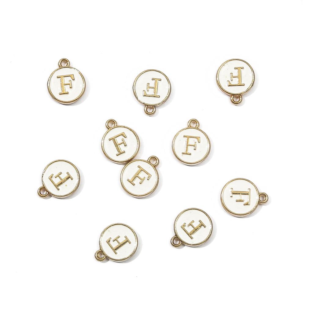 10Pcs Metal Enamel English Letters Charms Pendant For DIY Jewelry Making Necklace Bracelet Accessories