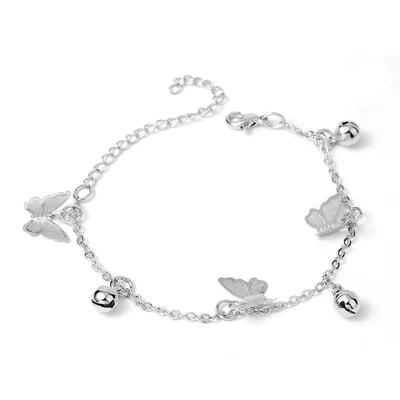 Pretty Butterfly Bell Pendant Chain Bracelet Exquisite Charm Adjustable Wedding Bangle Cute Women Lady Jewelry Party Gift