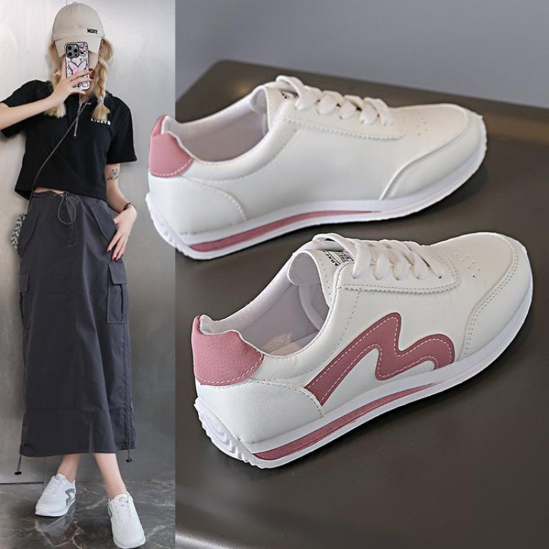 Fashion Casual Shoes 2025 New Foreign Trade Large Size Color Matching White Shoes Female Students Lace Up Running Sports Shoes