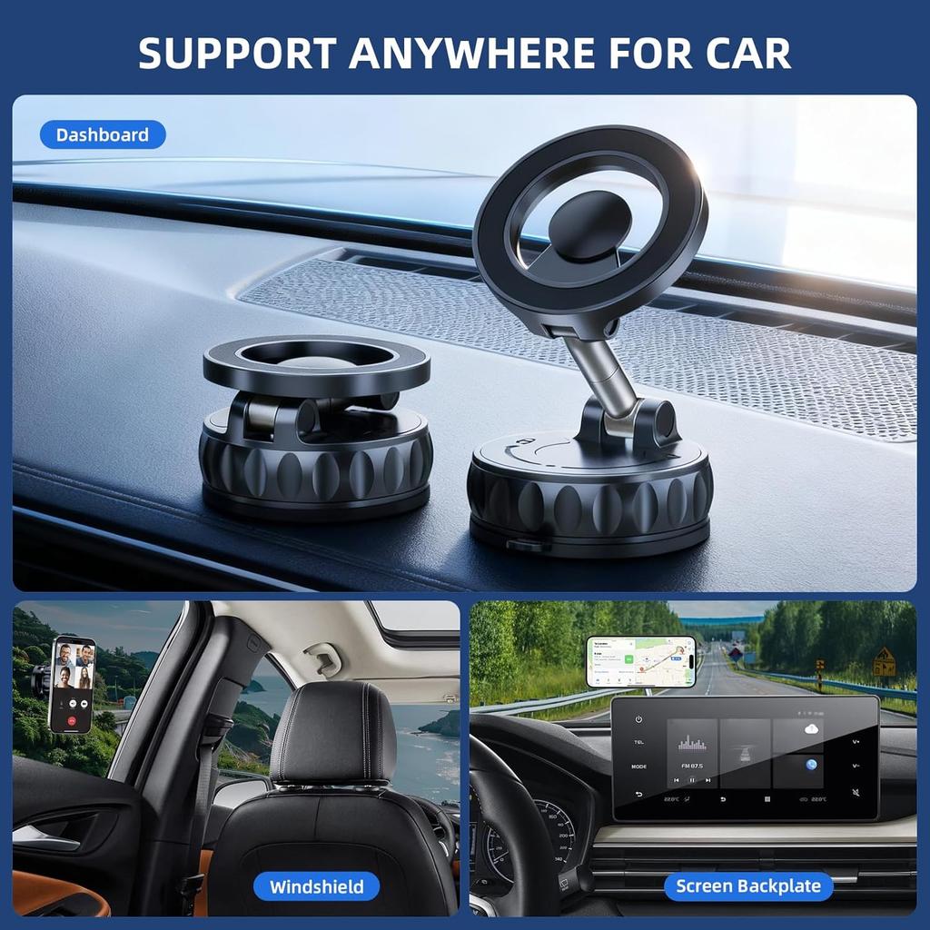 Vacuum Magnet Phone Bracket Multi-angles Adjustment Strong Magnetic Suck Design Foldable Car Holder For iphone Navigation Stand