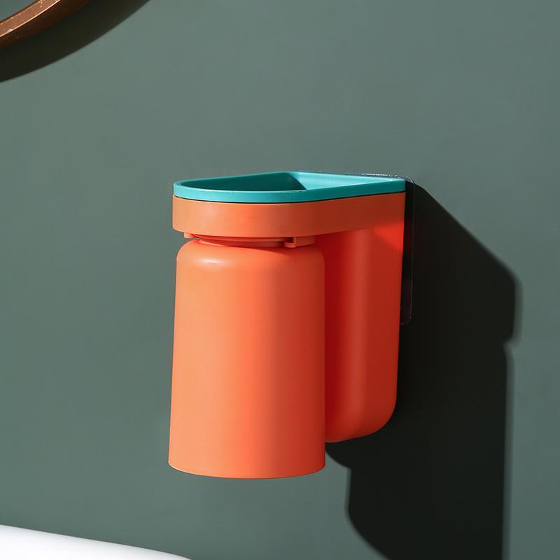 Toothbrush Storage Rack Perforation-free Light Luxury Mouthwash Cup Brushing Cup Wall-mounted Bathroom Storage Box