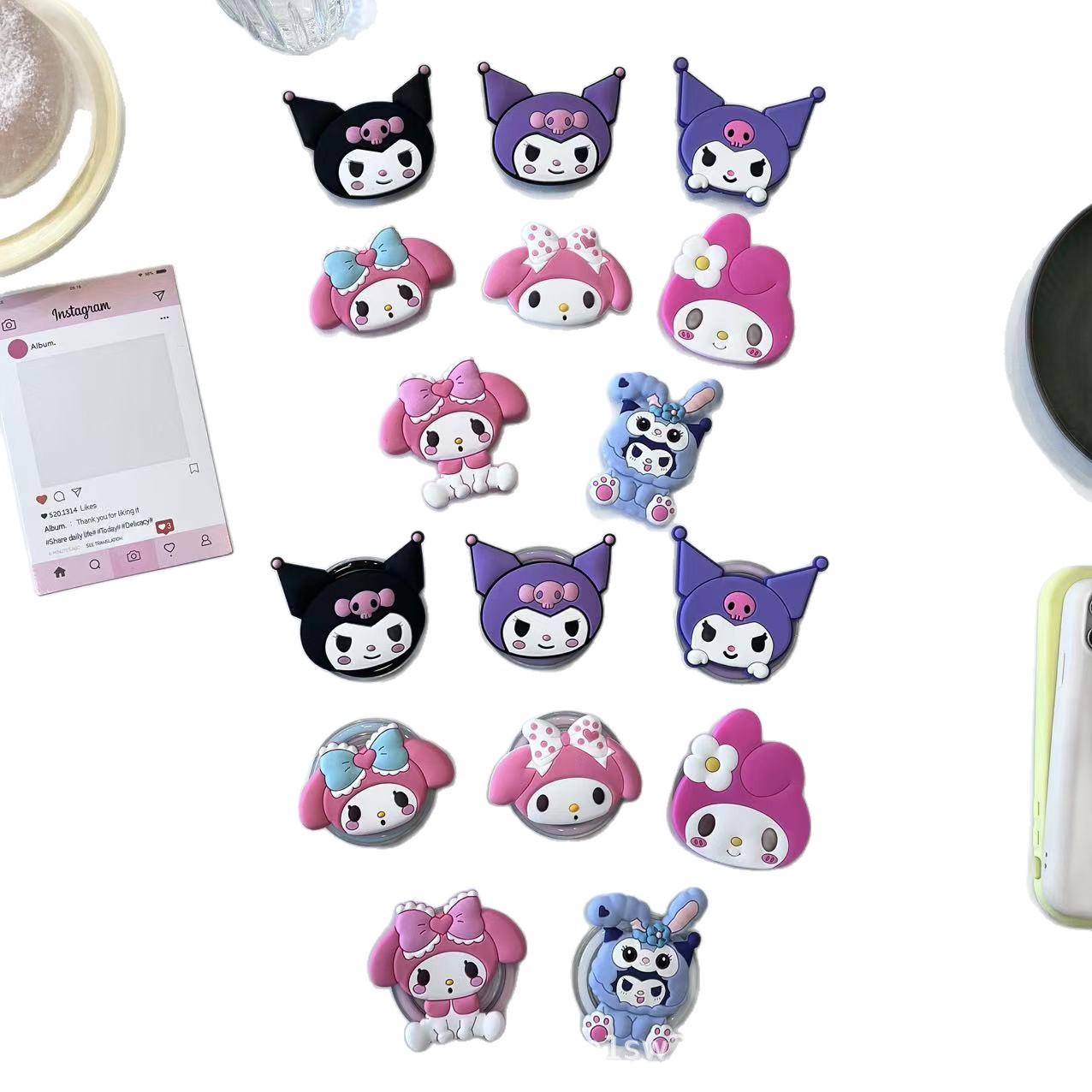 Kuromi My Melody MagSafe Magnetic Silicone Phone Case with Stand 8-Transparent Stand