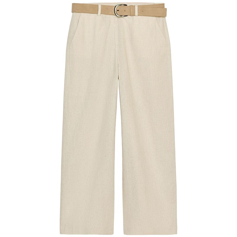 

Zaprha 2025 Summer New With Belt Linen Blend High Waist Casual Relaxed Wide Leg Pants Women 3584998 Light Beige L