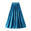 Damen Plissee Midi Rock Chiffon Elastisch Hoher Bund Lange Röcke Schwingend A-Linie Boho Fließende Röcke Outfits Lässig Strand Rüschen Maxi Rock für Damen