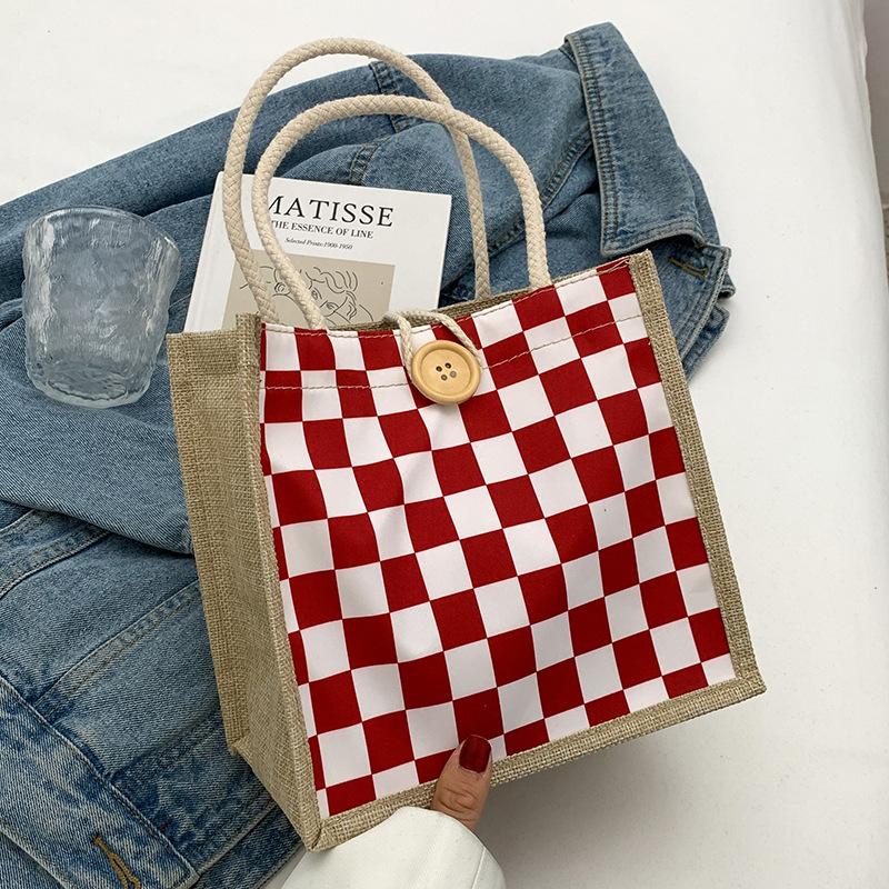 Summer Small Fresh Linen Handheld Bento Bag Female Versatile Hand Carry Linen Bag