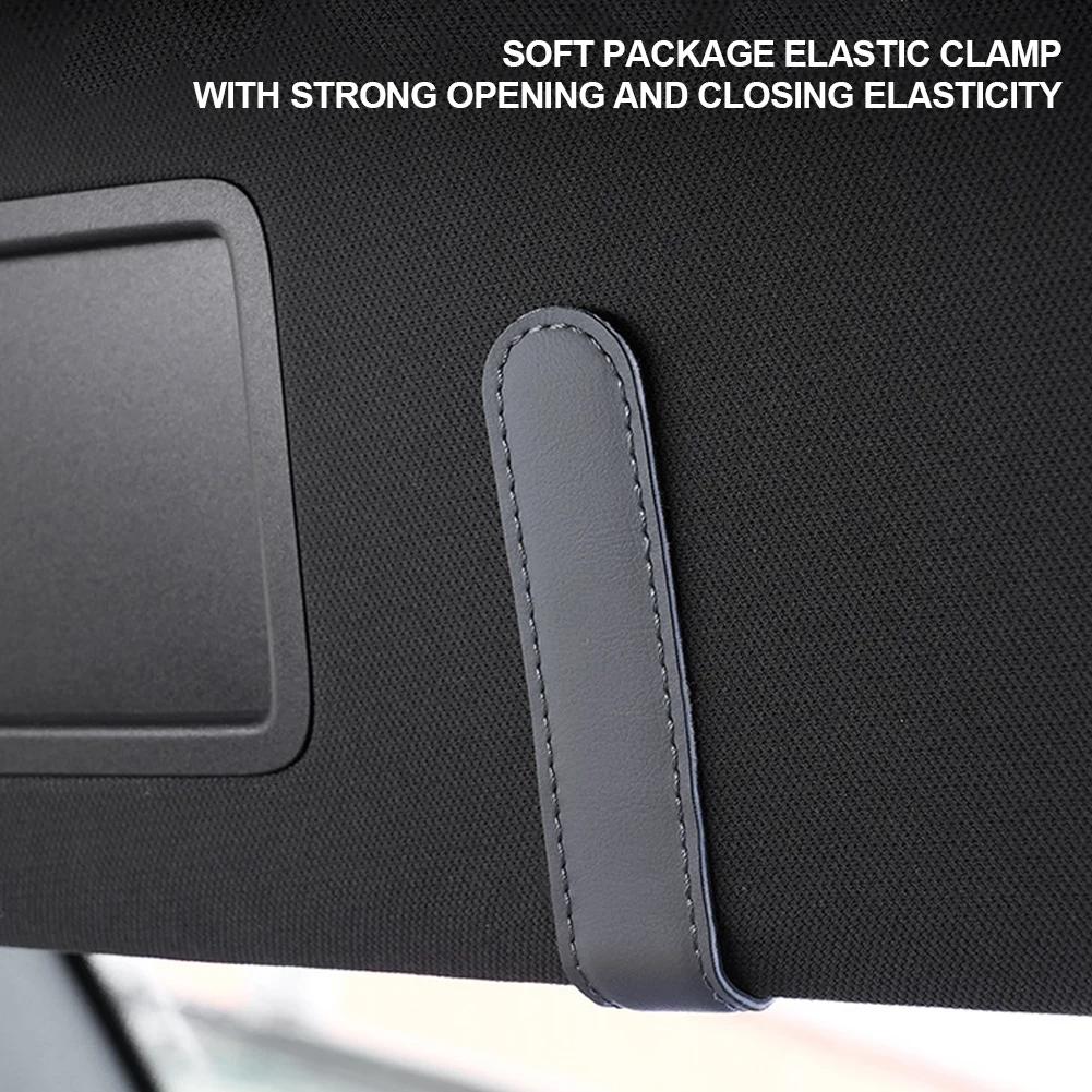 Universal Car Sun Visor Sunglasses Clip Card Ticket Holder Super Fiber Leather Eyeglass Storage Holder Auto Interior Accessories