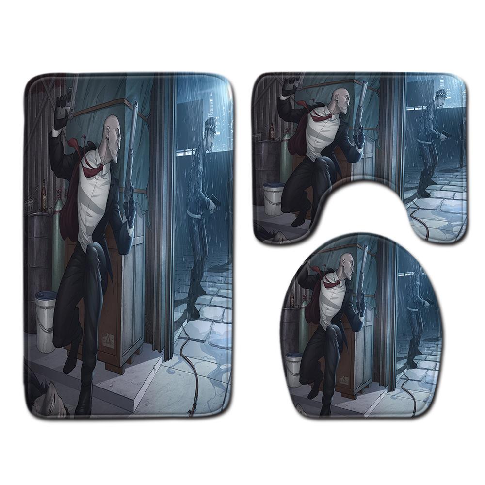 Animation Bathroom Floor Mat Three-Piece Bathroom Carpet Toilet Mat Set Door Mat Bathroom Non-Slip Mat