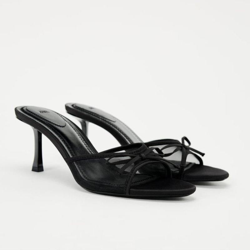 2025 Elegant High Heels Sandals Women Thin Open-toe Slippers Summer Lightweight Lace Dress Sandals Slides Zapatos De Mujer 35-42