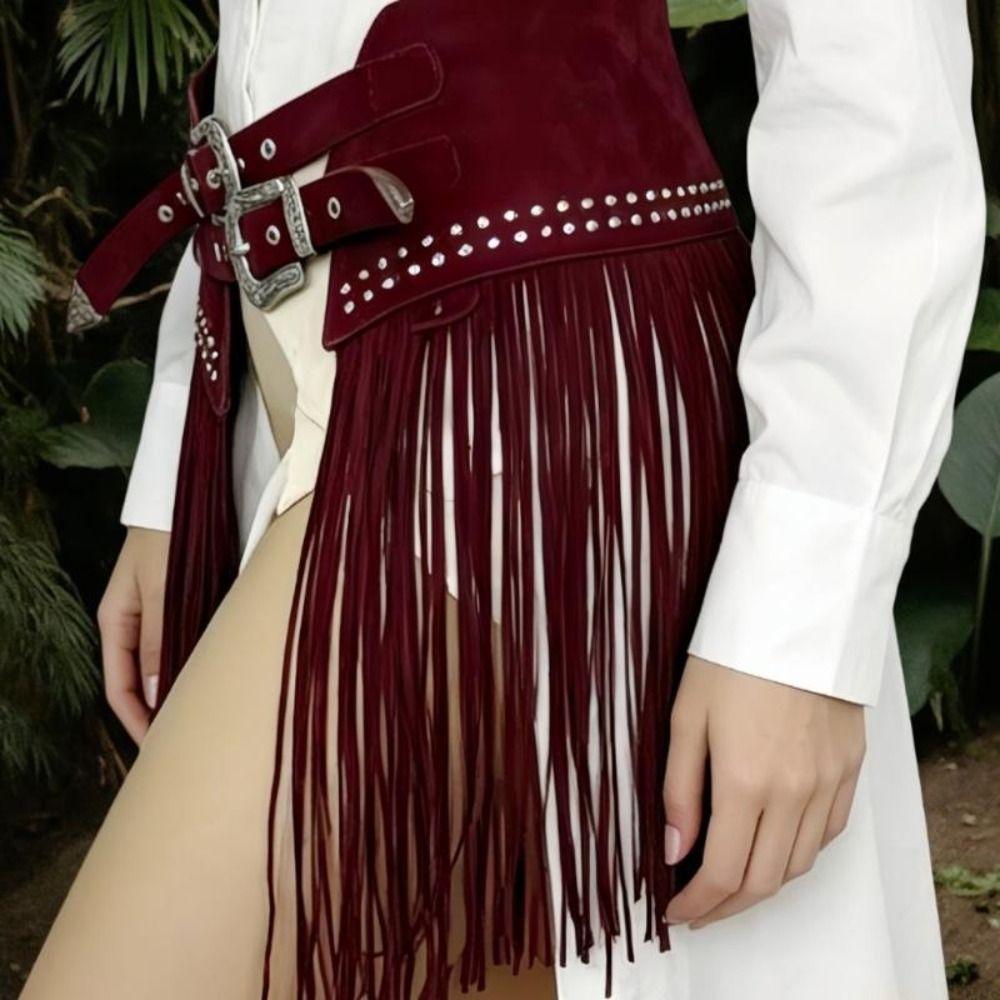 Mjuk matt look Franskad Midjebälte Mocka Dubbelspänne Mode Boho Bälte För Kvinnor