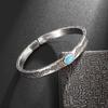 Indian Style Silver Plated Turquoise Carved Arabesque Bracelets for Men and Women Cuff Bangles Fashion Trend Party Jewelry
