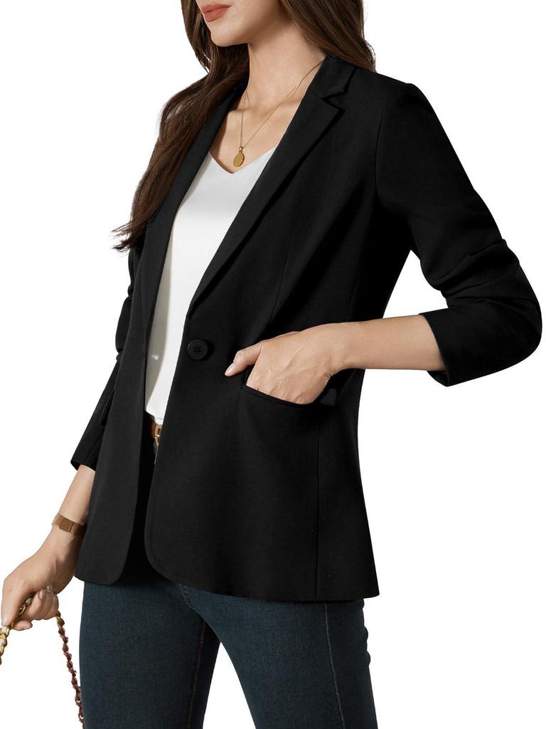 2025 European Slim Fit Women's Solid Color Long Sleeve Single Button Casual Blazer