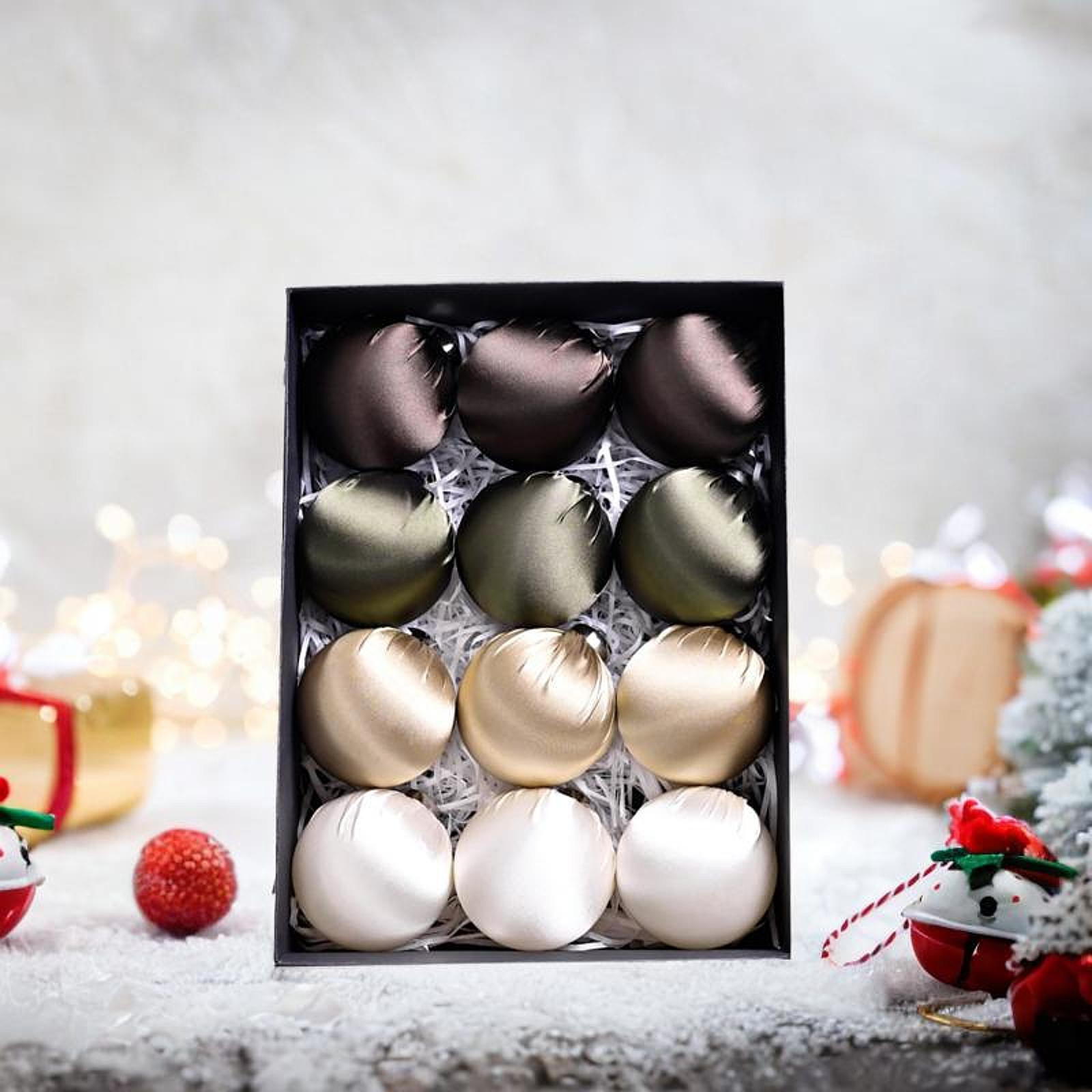 

12 штук Рождественские шары, декоративные подвесные безделушки, украшения для елки для Coffee color series