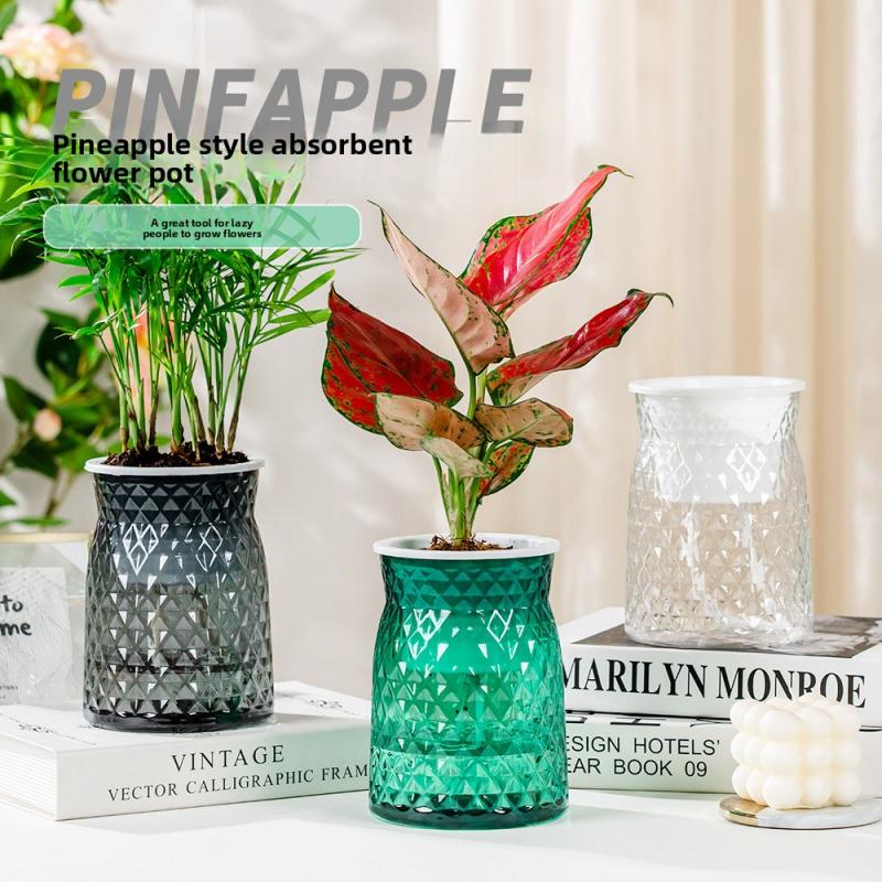 Living Room Desktop Transparent Visible Water Level Resin Flower Pot Simple Flower Arrangement Hydroponic Decoration Imitation G