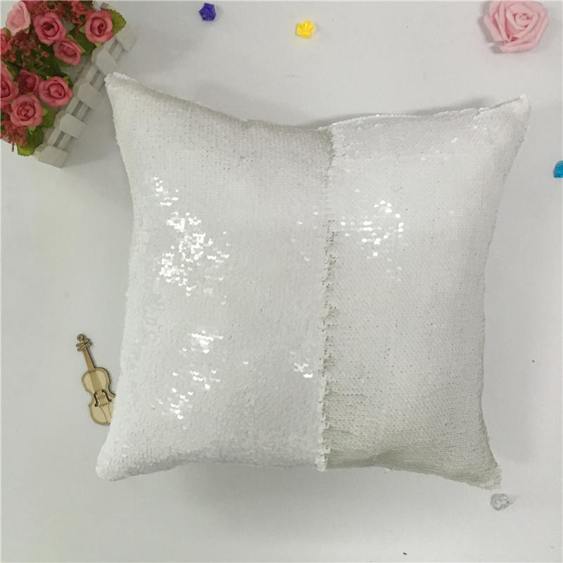 Kussensloop Decoratieve Kussenhoes Zeemeermin Pailletten Kleurrijk Vierkant Effen Gebreid Verborgen Rits Kussen Huis Auto Bank 40*40Cm