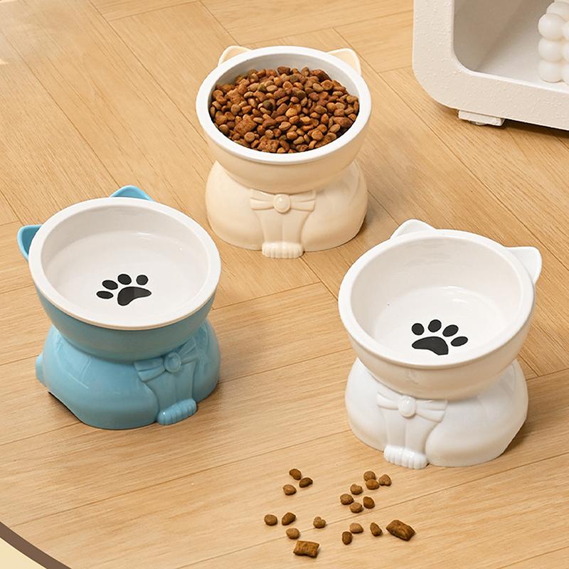 Ceramic Cat Bowl Slanted Mouth Dog Food Feeding Basin Non-Slip Pet High Foot Protection Cervical Spine Pet Drink Water Bowl
