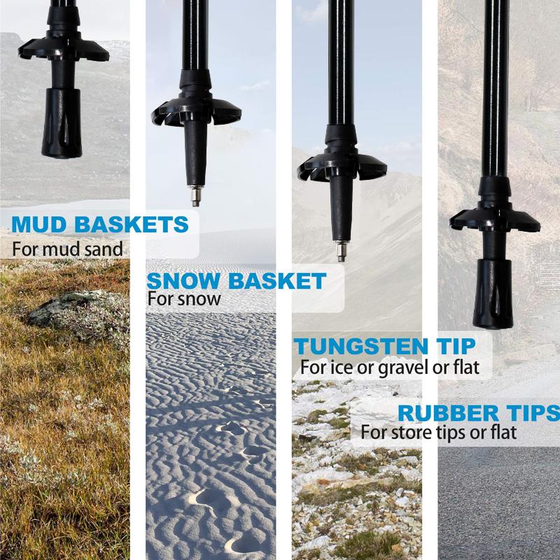 Aluminum Alloy Trekking Poles Lightweight Collapsible Hiking Poles with Cork Grips Quick Locks Snow Baskets Suitable for Walking Travel Trails Balance