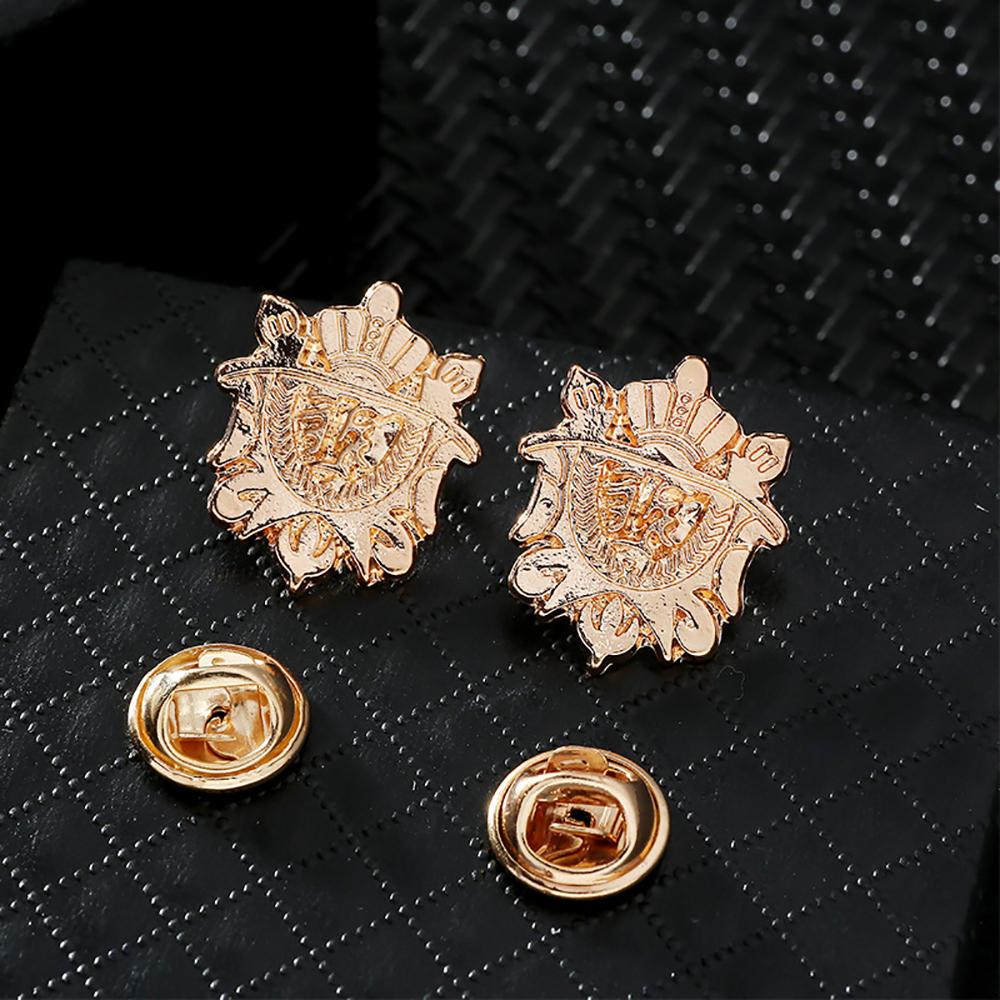 1 Pair Retro Collar Brooches Tree Leaf Wolf Rhinestone Fashion Lapel Pin For Men Women Shirts Suits Clothes Decor Jewelry Gift