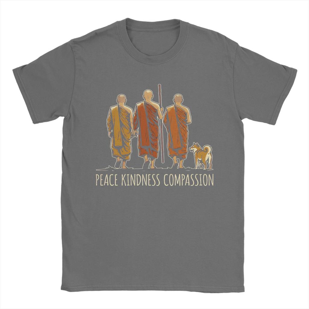 Unisex TShirts Buddhist Monks Peace Kindness Compassion Minimalist Cotton Tee Shirt Short Sleeve T Shirt O Neck Clothes Summer