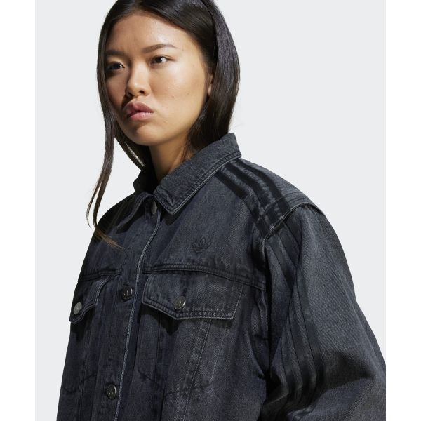 adidas Originals Denim Shirt Jacket Comfortable Fashion Versatile Casual Jacket Women Jackets Black JY8882