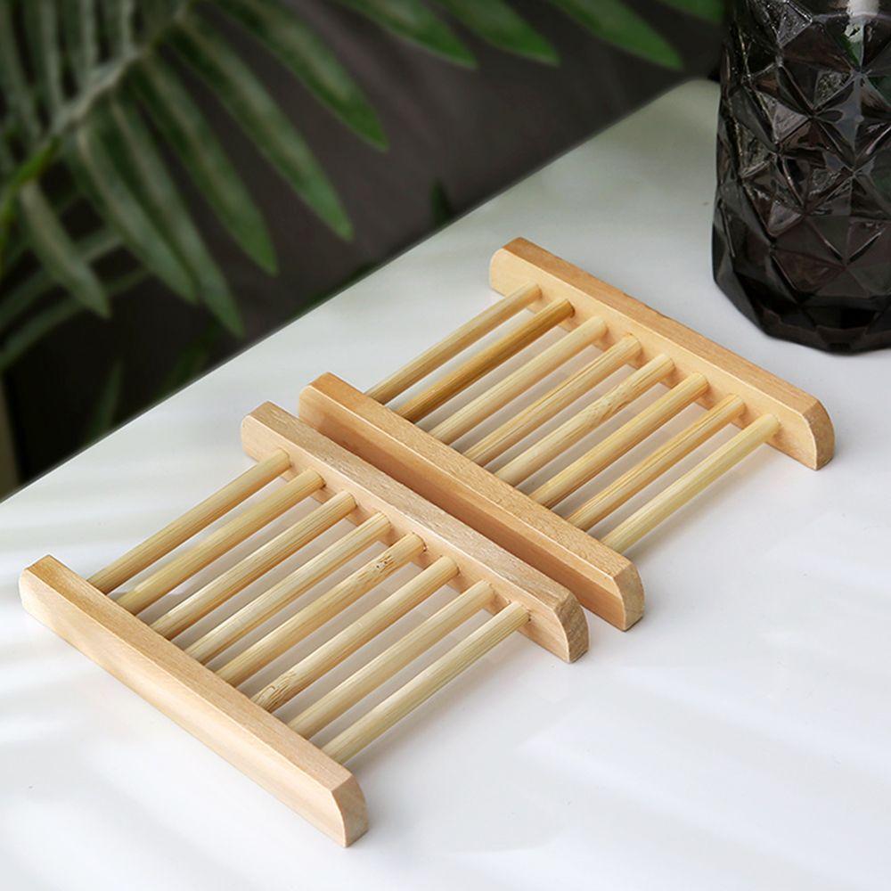 Wood Bamboo Drain Tray Holder Bathroom Supplies Storage Box Soap Dish Sponge Plate Soap Holder