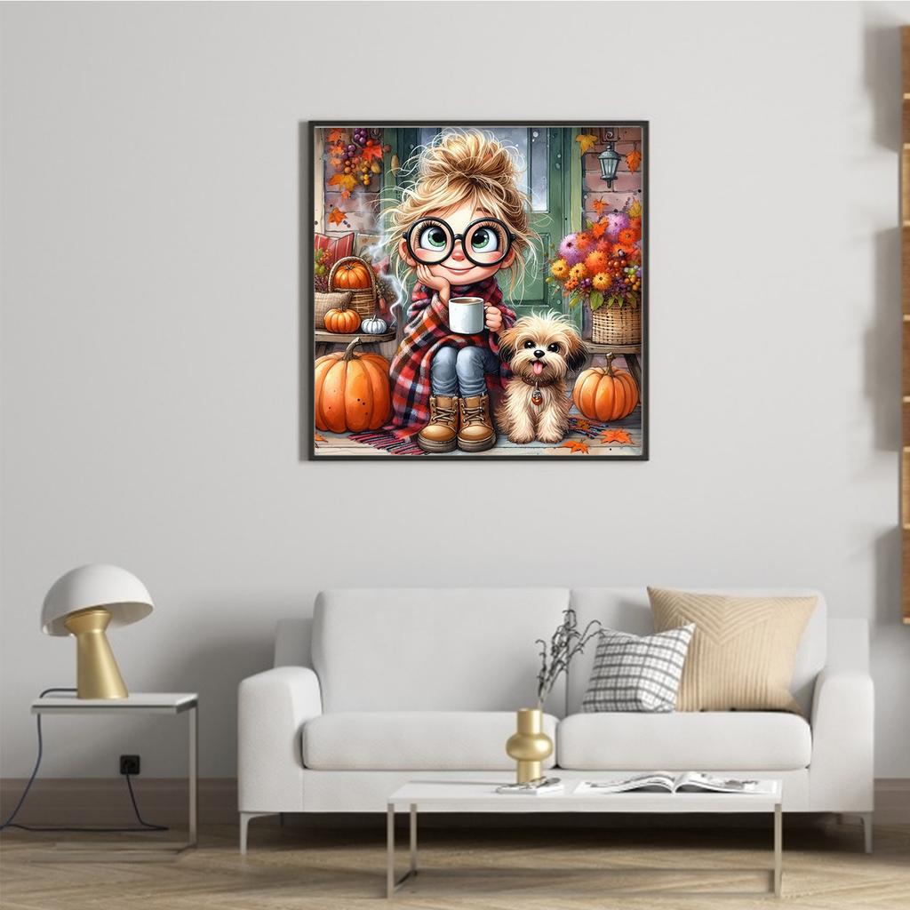 Character Full 11CT DIY Stamped Cross Stitch Kits 15.75x15.75in Printed Cross-Stitch Kits for Beginners Adults Home Decor