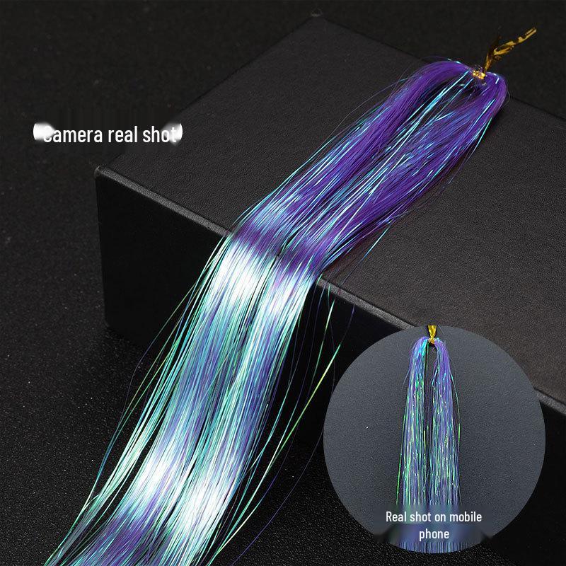 Gold Laser Tinsel Hair Extensions - Shiny Metal Wire, Colorful and Seamless.