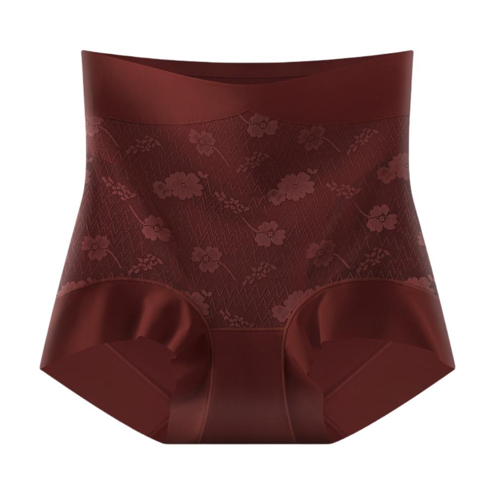 

Трусы с завышенной талией из сатина, приподнимающие ягодицы, с цветами, утягивающее живот нижнее белье, бесшовные трусики, женские XL красный