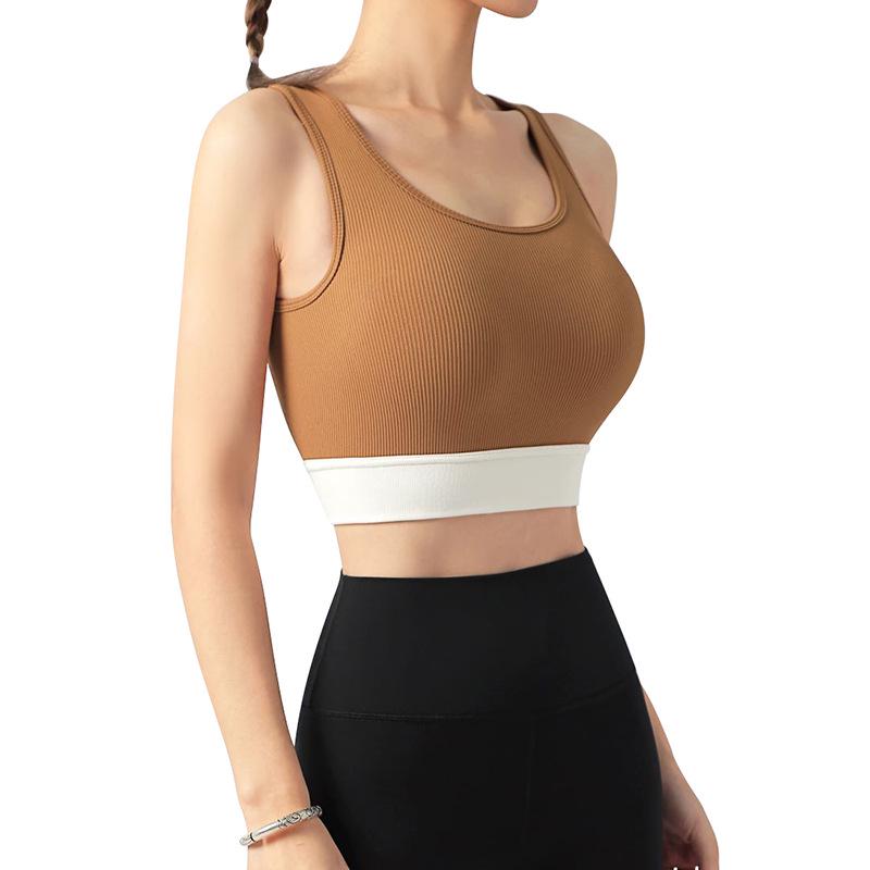 

Ударопрочный кросс-бордер фитнес-бра: Трехрядный крючок, Фиксированная чашка, Красивая спина, Цельный жилет для йоги. M (95-110 Jin)