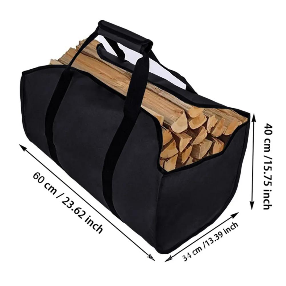 Large Capacity Firewood Storage Bag Canvas Carrier Carrying Bag Handbags For Log Carrier Fireplace Tote Firewood Storage Bag