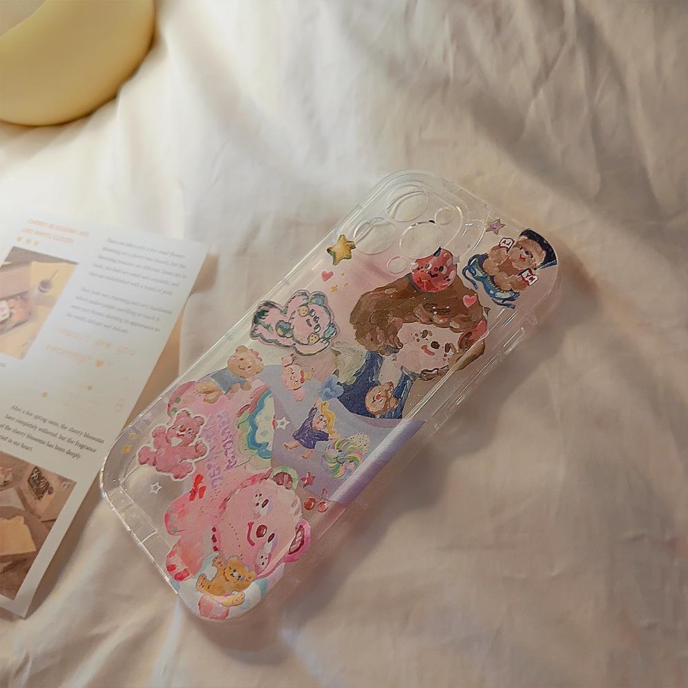 Fashion Silicone Stamp Girl Oil Painting Art Phone Case For Iphone 14 Plus 13promax 12pro 11promax Comfortable Soft Shell