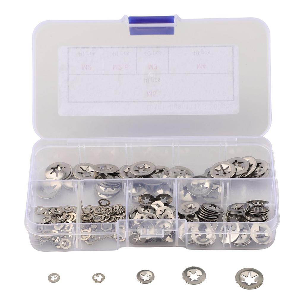 200pcs Internal Tooth Lock Washer Quick Washer Plum Blossom Snap Ring Bearing Internal Tooth Locking Gasket Fasteners Hardware