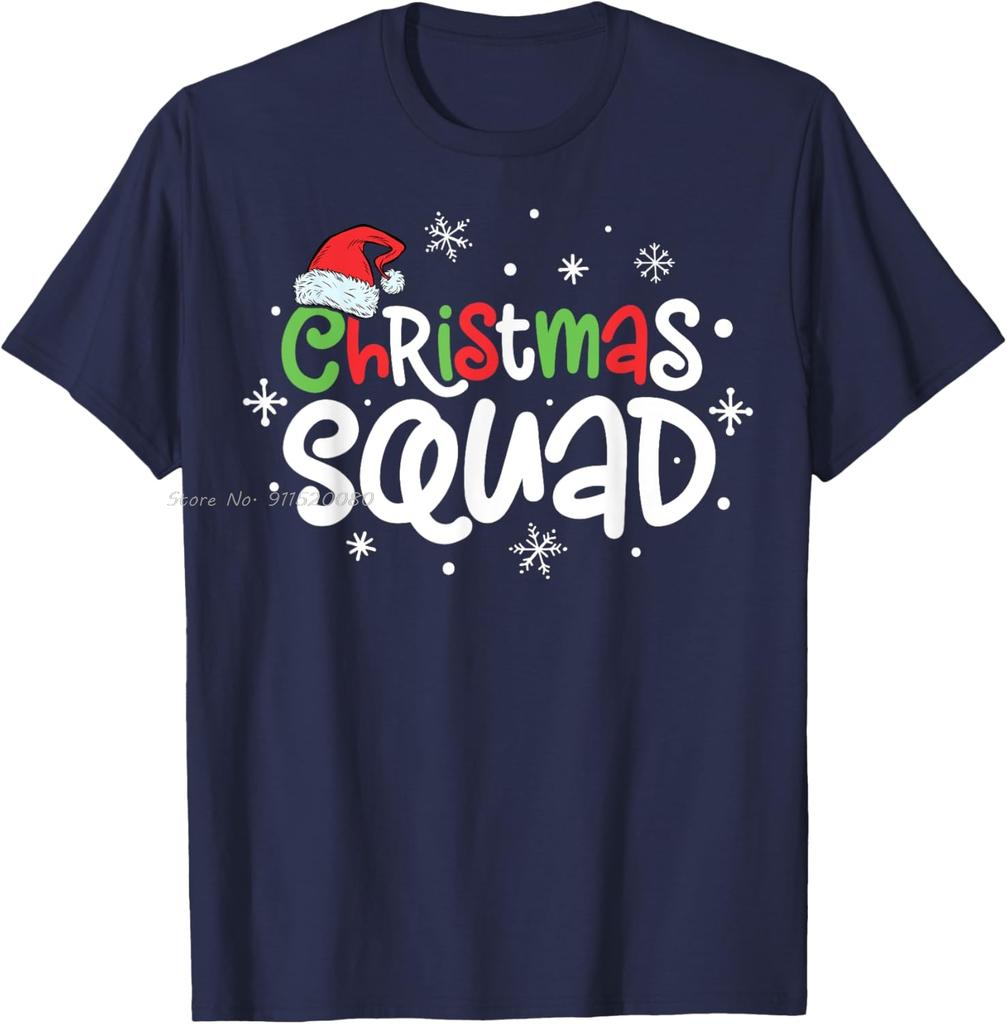 Fashion Christmas Squad Cotton Tshirt Xmas Santa Graphic Oversized Tshirt Friends Family Matching Unisex Tops Tees Unisex Clothing