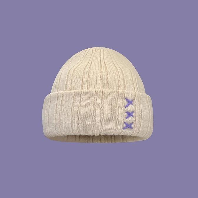 Women's Autumn and Winter Versatile Japanese Letters In Winter Baotou Ear Protection and Warm Cold Hat Men's Face Showing Small Knitted Hat