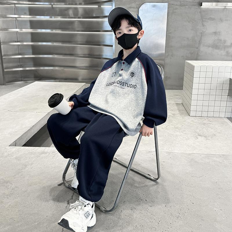 Children's Fashion Leisure Suit 2025 Spring Boys Handsome Sports POLO Shirt Hoodie Suit