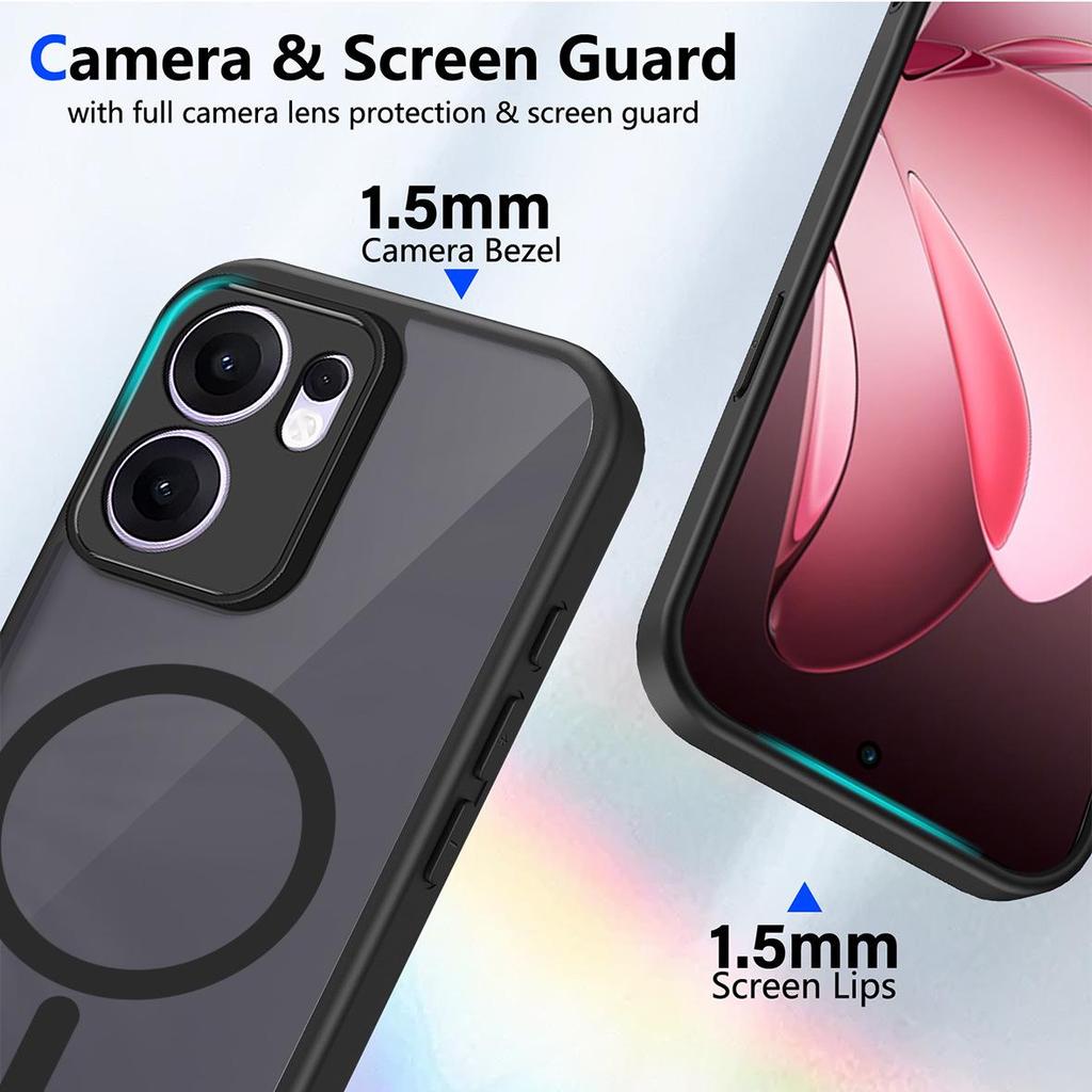 Skin-Feel Magnetic Translucent Black Phone Case for OPPO Reno 12/13/14