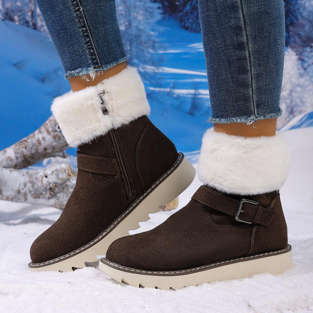 Women's Lightweight Comfortable Cold Warm Padded Snow Boots Non-slip Wear-resistant Outdoor Casual Sneakers Cotton Boots