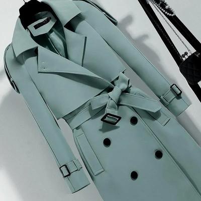 Damen Langer Trenchcoat Mode Winddichter Mantel Doppelreihige Trenchcoats Windjacke Frühling Herbst Weibliche Oberbekleidung