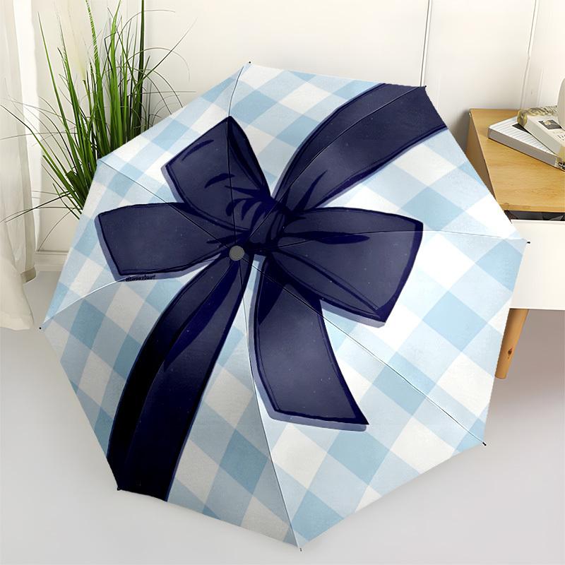 

1pc Blue Bow Knot Automatic Opening/Closing Umbrella with Operation & Windproof Canopy - Folding Design, Holiday Gift yy260225159