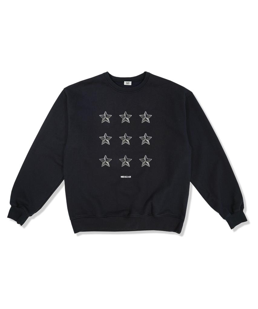 MIDNIGHT12AM [Fleece Line Option] Nine Stars Oversized Premium Double-Sided Sweatshirt 4 Colors (Type A)
