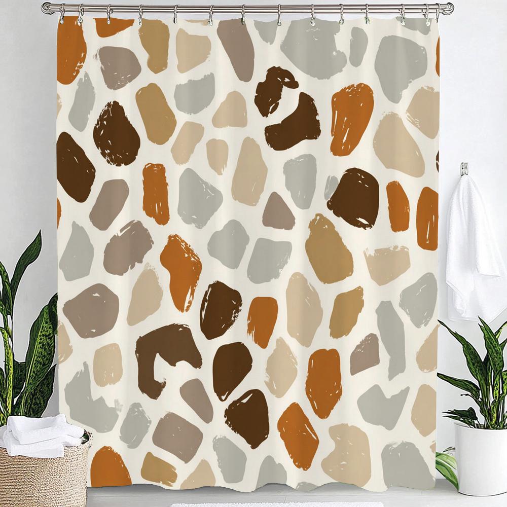 1pc Modern Minimalist Color Dot Pattern Shower Curtain,Bathroom Decorative Curtain, Printed Fabric Home Curtain with Hooks