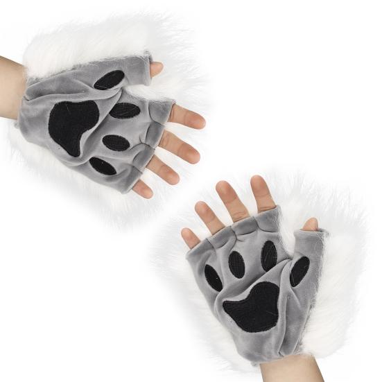 Furry Therian Kostýmová sada pro dívky ženy ocas z umělé kožešiny plyšová maska nadýchané tlapkové rukavice sada liška kočka vlk zvíře cosplay doplňky