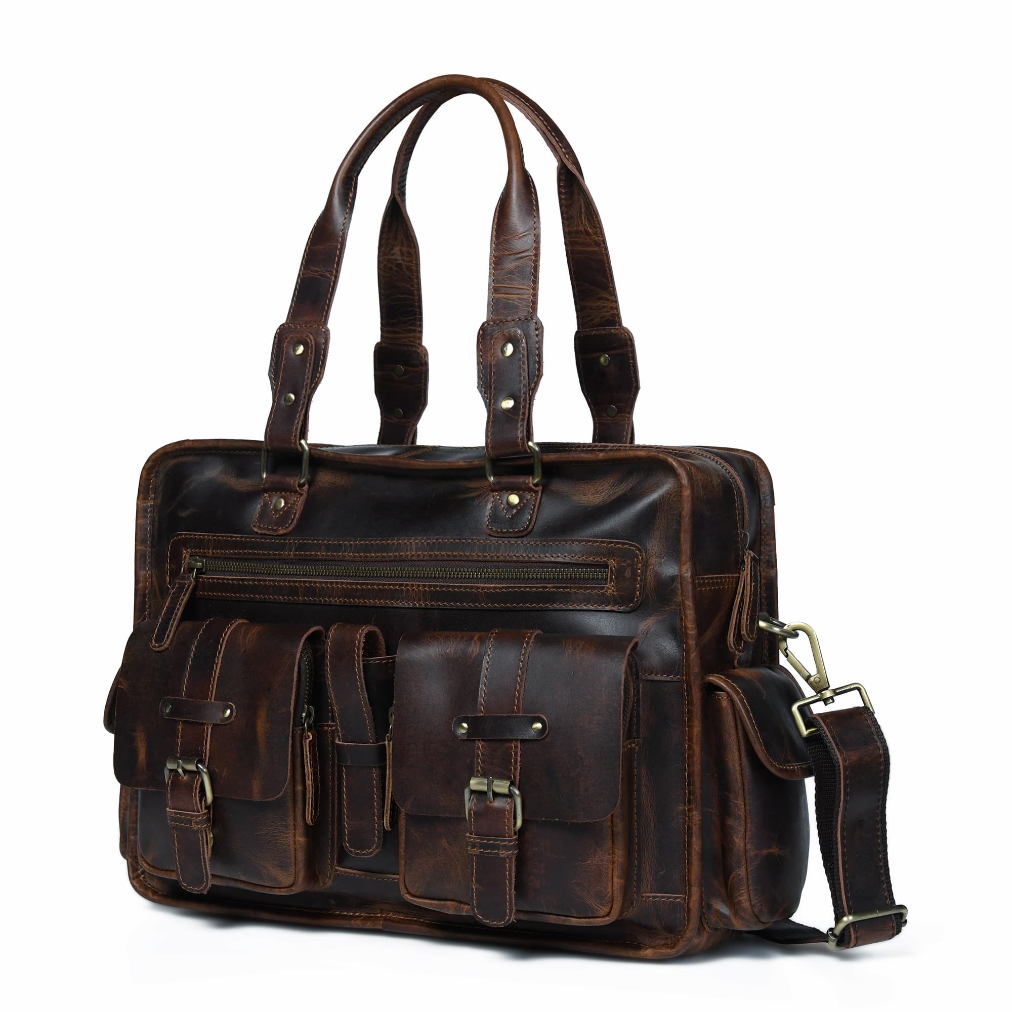 MaheTri Dryden Buffalo Briefcase Caramel For Men & Women 16-Inch коричневый
