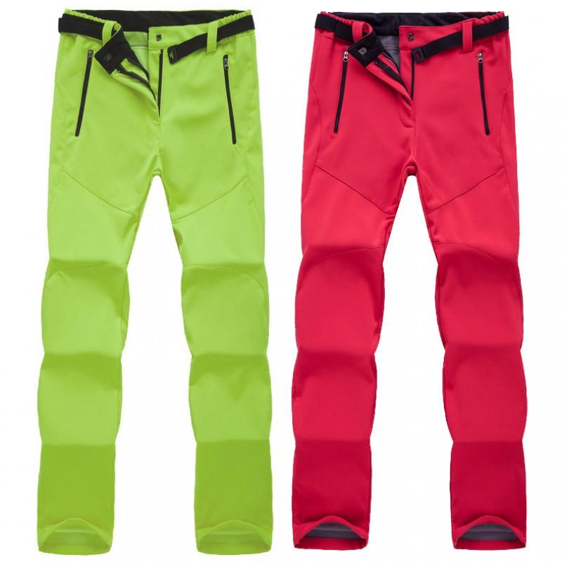 Womens Fleece Lined Softshell Pants Hiking Climbing Camping Outdoor Winter Wear Loose Fit Windproof Breathable